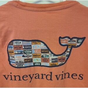Vineyard Vines T Shirt Mens Med Pink Whale Graphic Crew Long Travel Summer Beach